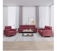 vidaXL Ensemble de canapés 3201558 3 pièces avec coussins en tissu Rouge G