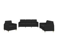 vidaXL Ensemble de canapés 3 pcs avec coussins Noir Tissu 3202058