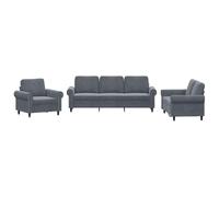 vidaXL Ensemble de Canapés avec Coussins 3 pcs, Canapés avec Accoudoirs, Ensemble de Meubles, Mobilier de Salon, Moderne, Gris Foncé Velours