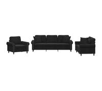 vidaXL Ensemble de Canapés avec Coussins 3 pcs, Canapés avec Accoudoirs, Ensemble de Meubles, Mobilier de Salon, Moderne, Noir Velours