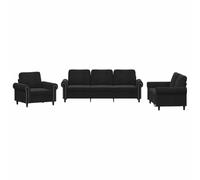 vidaXL Ensemble de canapés 3 pcs 3202175 – Moderne velours noir avec coussins et accoudoirs