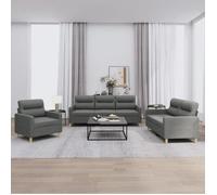 vidaXL Ensemble de canapés 3 pcs avec coussins, tissu gris foncé