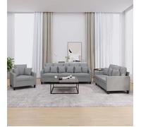 vidaXL Ensemble canapé 3 pièces tissu gris avec coussins et oreillers – Moderne et confortable