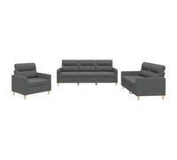 vidaXL Ensemble de Canapés avec Coussins 3 pcs, Canapés avec Accoudoirs, Ensemble de Meubles, Mobilier de Salon, Moderne, Gris Foncé Tissu