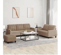 vidaXL Ensemble de Canapés avec Coussins 3 pcs, Canapés avec Accoudoirs et Dossier, Ensemble de Meubles avec Repose-pied 3201387