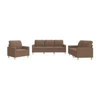 vidaXL Ensemble de Canapés avec Coussins 3 pcs, Canapés avec Accoudoirs et Dossier, Ensemble de Meubles, Mobilier de Salon, Moderne, Marron Tissu