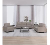 vidaXL Ensemble de canapés Salle de séjour 3 pcs en tissu avec coussins Gris clair