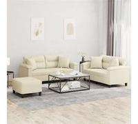 vidaXL Ensemble de Canapés avec Coussins 3 pcs, Canapés avec Accoudoirs et Dossier, Ensemble de Meubles avec Repose-pied 3202378