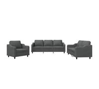 vidaXL Ensemble de Canapés avec Coussins 3 pcs, Canapés avec Accoudoirs et Dossier, Ensemble de Meubles, Mobilier de Salon, Moderne, Gris Foncé Tissu