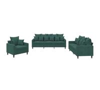 vidaXL Ensemble de Canapés avec Coussins 3 pcs, Canapés avec Accoudoirs et Dossier, Ensemble de Meubles, Mobilier de Salon, Moderne, Vert Foncé Velours