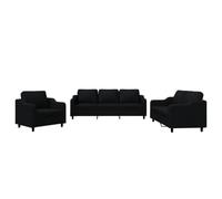 vidaXL Ensemble de Canapés avec Coussins 3 pcs, Canapés avec Accoudoirs et Dossier, Ensemble de Meubles, Mobilier de Salon, Moderne, Noir Tissu