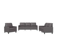 vidaXL Ensemble de Canapés avec Coussins 3 pcs, Canapés avec Accoudoirs et Dossier, Ensemble de Meubles, Mobilier de Salle de Séjour, Moderne, Gris Similicuir