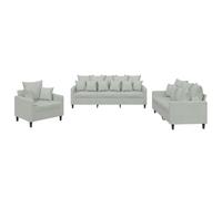 vidaXL Ensemble de canapés 3 pcs 3201680 - avec coussins, accoudoirs et dossier - Gris clair velours