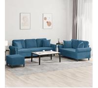 vidaXL Ensemble de Canapés avec Coussins 3 pcs, Canapés avec Accoudoirs et Dossier, Ensemble de Meubles avec Repose-pied 3202289