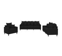 vidaXL Ensemble de Canapés avec Coussins 3 pcs, Canapés avec Accoudoirs et Dossier, Ensemble de Meubles, Mobilier de Salon, Moderne, Noir Velours