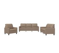 vidaXL Ensemble de Canapés avec Coussins 3 pcs, Canapés avec Accoudoirs et Dossier, Ensemble de Meubles, Mobilier de Salon, Moderne, Cappuccino Similicuir