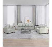 vidaXL Ensemble de canapés 3 pcs 3201680 - avec coussins, accoudoirs et dossier - Gris clair velours