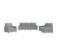 vidaXL Ensemble de Canapés avec Coussins 3 pcs, Canapés avec Accoudoirs et Dossier, Ensemble de Meubles, Mobilier de Salon, Moderne, Gris Clair Tissu
