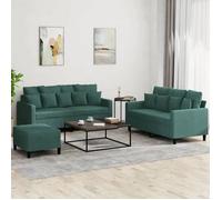 vidaXL Ensemble de canapés 3 pièces avec coussins 3201712 velours vert foncé