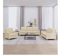 vidaXL Ensemble de canapés 3 pcs pour salon avec coussins – tissu noir
