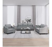 vidaXL Ensemble de canapés 3 pièces avec coussins Tissu Gris clair