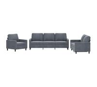 vidaXL Ensemble de Canapés avec Coussins 3 pcs, Canapés avec Accoudoirs Rembourrés, Ensemble de Meubles Salle de Séjour, Moderne, Gris Foncé Velours