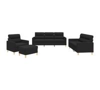 Vidaxl Ensemble De Canapés 4 Pcs Avec Coussins Noir Tissu Noir