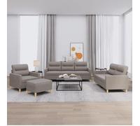vidaXL Ensemble de canapés 4 pcs avec coussins, tissu taupe