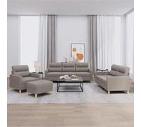vidaXL Ensemble de Canapés avec Coussins 4 pcs, Canapés avec Accoudoirs, Ensemble de Meubles avec Repose-pieds Salon, 3201551 Gris G