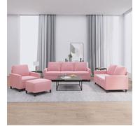 vidaXL Ensemble de canapés 4 pcs avec coussins Rose Velours