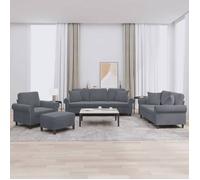 vidaXL Ensemble de canapés 4 pcs avec coussins – velours gris foncé
