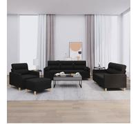 vidaXL Ensemble de canapés 4 pièces avec coussins – tissu noir