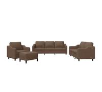 Vidaxl Ensemble De Canapés 4 Pcs Avec Coussins Marron Tissu Marron
