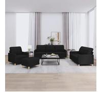 vidaXL Ensemble de canapés 4 pcs 3201254 – avec coussins, accoudoirs et dossier, tissu noir