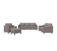 vidaXL Ensemble de Canapés avec Coussins 4 pcs, Canapés avec Accoudoirs et Dossier, Ensemble de Meubles avec Repose-Pied Salon, Moderne, Taupe Tissu