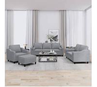 Ensemble de Canapés avec Coussins Sièges Salon 3 pcs Gris Clair Tissu vidaXL