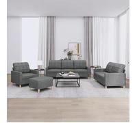 Ensemble de Canapés avec Coussins Sièges Salon Maison 3 pcs Noir Tissu vidaXL