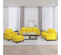Vidaxl Ensemble De Canapés 4 Pcs Avec Coussins Jaune Clair Tissu Jaune