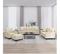 vidaXL Ensemble de Canapés avec Coussins 4 pcs Canapés avec Accoudoirs et Dossier Ensemble de Meubles avec Repose-pied 3201354
