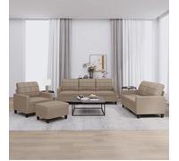 vidaXL Ensemble de Canapés avec Coussins 4 pcs, Canapés avec Accoudoirs et Dossier, Ensemble de Meubles avec Repose-pied 3201347