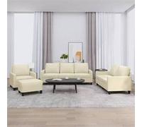 vidaXL Ensemble de canapés 4 pcs avec coussins Crème Similicuir