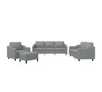 vidaXL Ensemble de Canapés avec Coussins 4 pcs, Canapés avec Accoudoirs et Dossier, Ensemble de Meubles avec Repose-pied 3201778