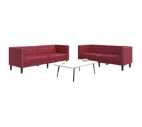 vidaXL Ensemble de canapés Chesterfield 2pcs Rouge Bordeaux Similicuir, canapé, siège de canapé, canapé Relax, canapé Confort, Fauteuil TV