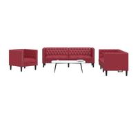3-delige Loungeset Chesterfield-stijl kunstleer wijnrood3209271