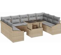 vidaXL Ensemble de canapés de jardin 10 pcs Beige, Gris clair 100 x 55 x 73 cm