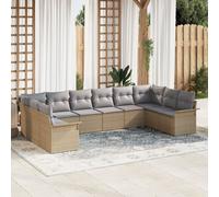 Vidaxl Ensemble De Canapés De Jardin 10 Pièces Avec Coussins En Poly Rattan Beige Beige