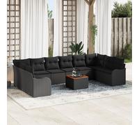 Vidaxl Ensemble De Canapés De Jardin 11 Pièces Avec Coussins En Poly Rattan Noir, Vidaxl Canapé De Jardin 2 Places Avec Rangement Et Coussins En Poly Rattan Noir