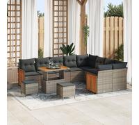 Vidaxl Ensemble De Canapés De Jardin 12 Pièces Avec Coussins En Rotin Poly Gris, Vidaxl Ensemble De Salle À Manger De Jardin 3 Pièces Avec Coussins En Rotin Poly Gris
