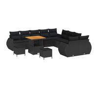 vidaXL Ensemble de canapés de Jardin 13 pièces avec des Coussins en polyrotin Noir. Mobilier d'extérieur résistant aux UV. Inclus : Sections et Table. Design Moderne pour patios et Jardins.