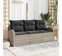 Vidaxl Ensemble De Canapés De Jardin 3 Pièces Avec Coussins Gris Clair Rattan Poly, Vidaxl Canapé De Jardin 2 Places Avec Rangement & Coussins Gris Clair Rattan Poly